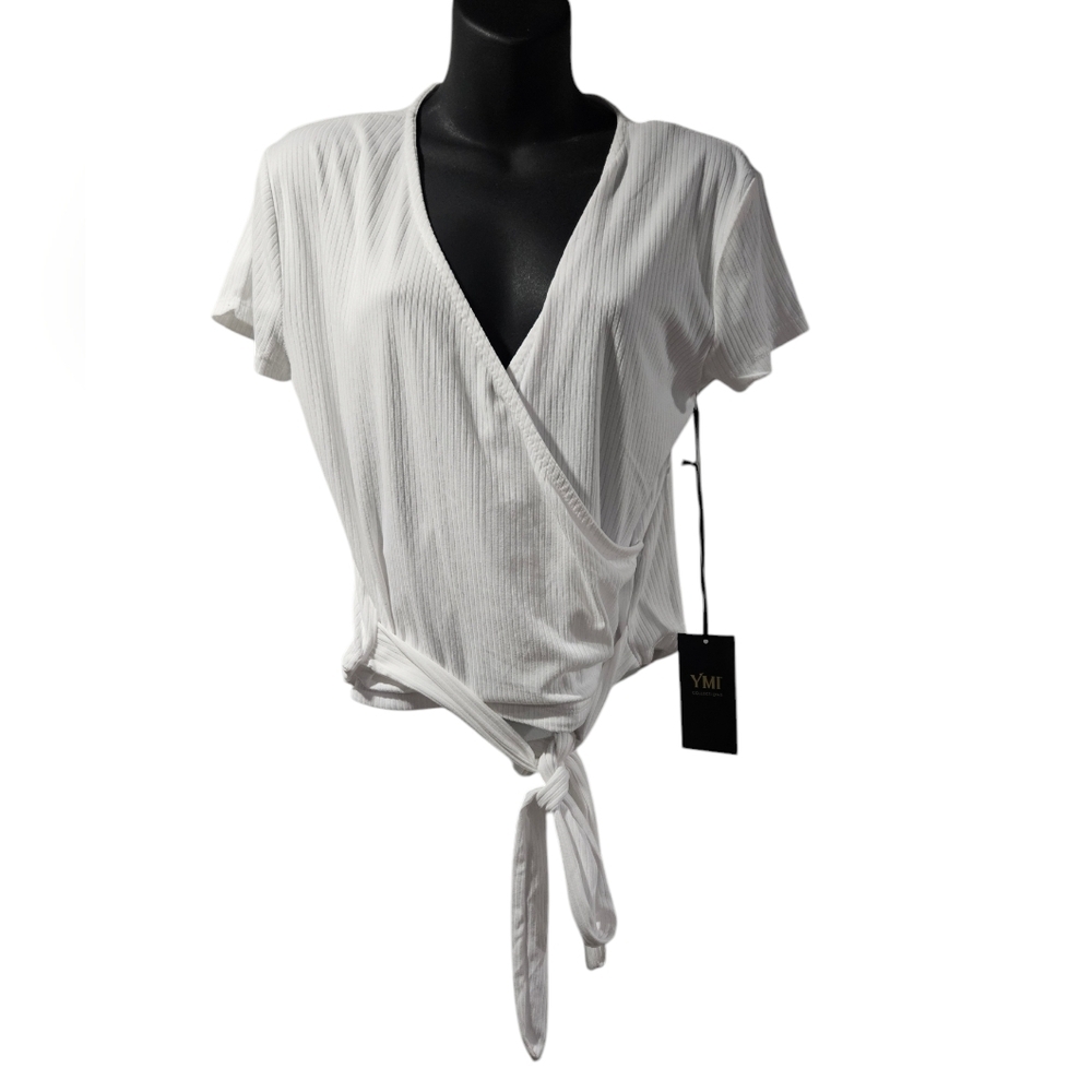 White Faux Wrap Top Sz XL